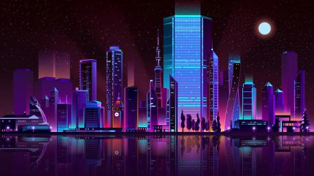 Midnight Glow of the Neon Metropolis wallpaper