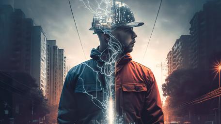 Electric Essence in Urban Twilight wallpaper