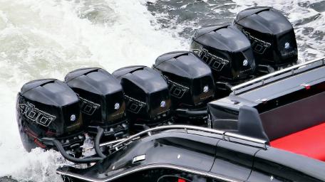 Powerful Outboard Engine Array in Action wallpaper