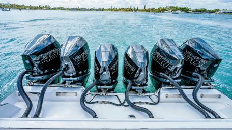 Powerful Outboard Motors on a Stunning Water Background wallpaper
