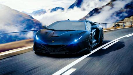 Sleek Speed: Racing Through Mountains in 4K wallpaper