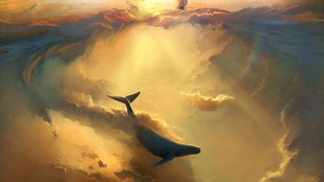 Flying whale wallpaper