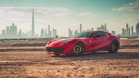 Ferrari 812 Superfast in Urban Landscape Dreamscape wallpaper