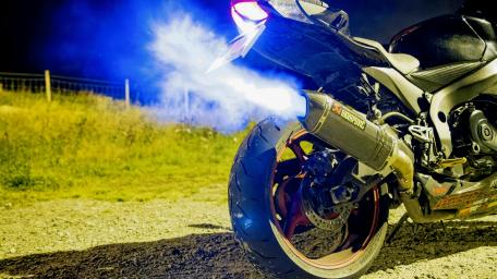 Powerful Motorcycle in Action at Night wallpaper