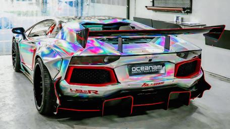 Lamborghini Aventador in Stunning Iridescent Wrap wallpaper