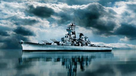 Battleship USS Iowa on Reflective Waters wallpaper