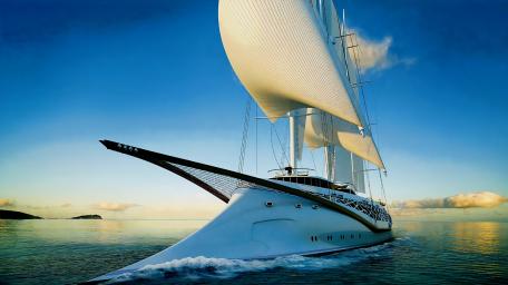 Majestic Sailing Superyacht in Calm Waters wallpaper