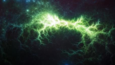 Electric Green Lightning in Space Art wallpaper