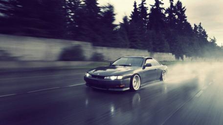 Nissan Silvia in Motion: A Rainy Drive wallpaper