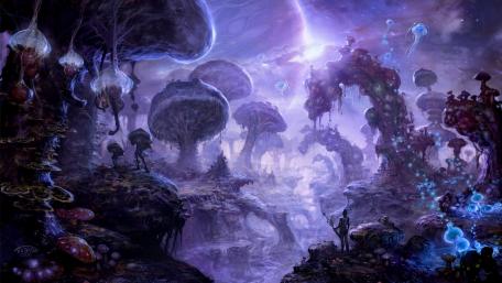 Enchanted Mushroom Realm: A Fairy Tale Vista wallpaper