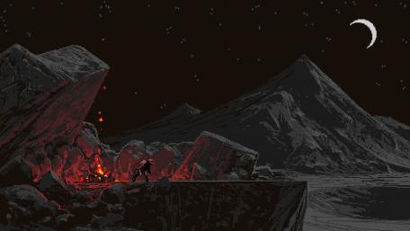A Lone Traveller's Nighttime Respite wallpaper