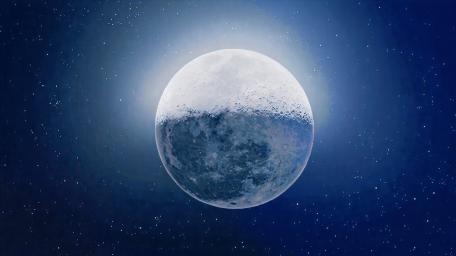 Majestic Moon in Blue Space Glow wallpaper