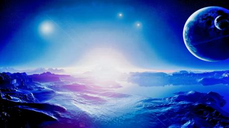 Ethereal Blue Dawn on Alien Planet wallpaper