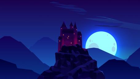 Minimal castle at night wallpaper