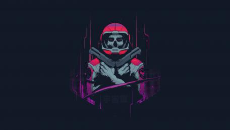 Cybernetic Skeleton Soldier in Shadows wallpaper