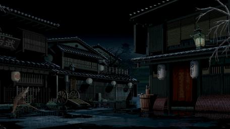 Mystic Oriental Village at Nightfall wallpaper