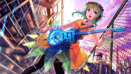 Vibrant Anime Guitarist in Action wallpaper