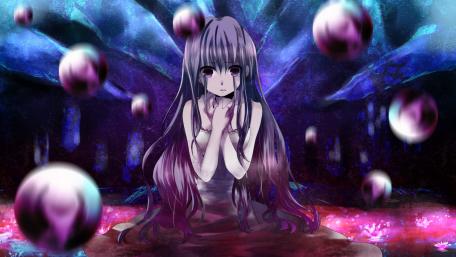 Ethereal Anime Girl in Surreal Landscape wallpaper