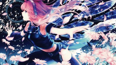 Dreamscape with Megurine Luka in Blooming Fantasy Art wallpaper