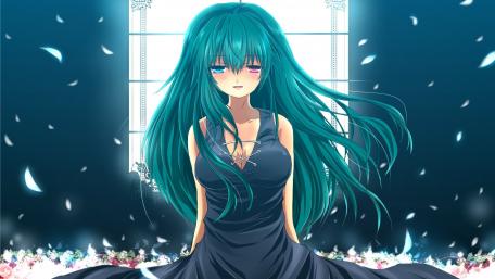 Mystical Anime Girl with Heterochromia and Blue Hair wallpaper