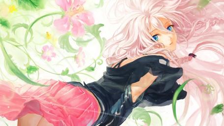 Whimsical Vocaloid Charm in Floral Harmony wallpaper