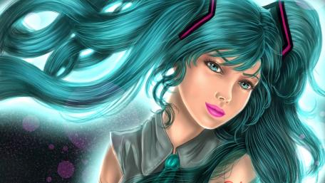 Vibrant Anime Style Wallpaper of Hatsune Miku wallpaper