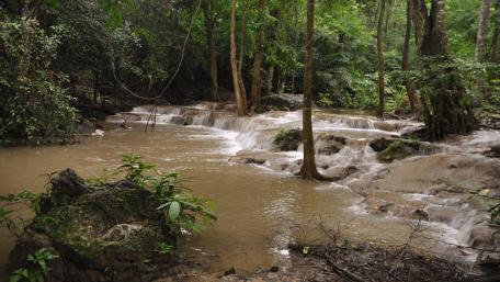 Serene Erawan Falls Escape wallpaper