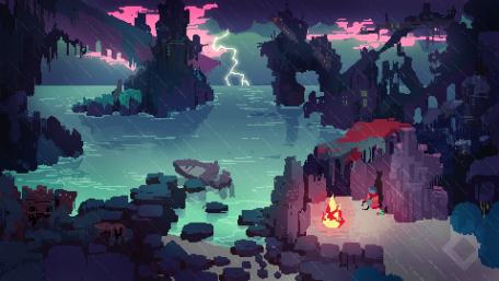 Mystic Wilderness Campfire Under Stormy Skies wallpaper