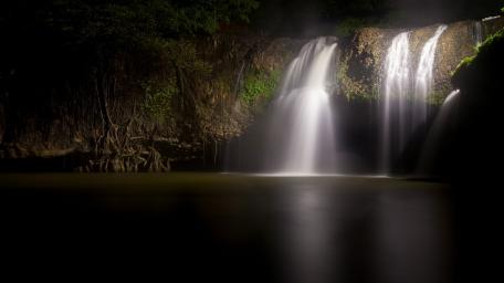 Serenity of a Night Waterfall wallpaper