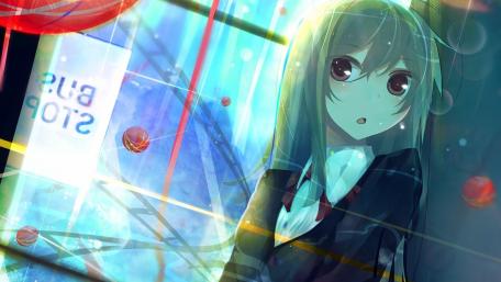 Dreamy Anime School Girl Scene in Vibrant Colors wallpaper