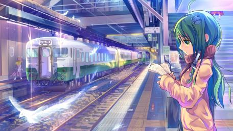 Charming Anime Scene at the Train Station wallpaper