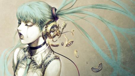 Melancholic Vibes of Hatsune Miku's Artistry wallpaper