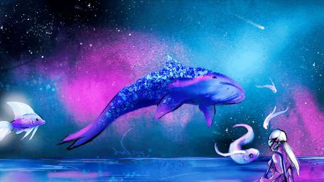 Starlit Encounter with the Celestial Whale wallpaper