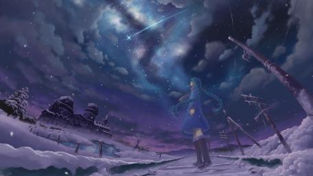 Winter Night and a Shooting Star wallpaper