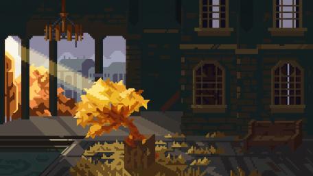 Autumn Glow in Pixelated Fantasy Realm wallpaper