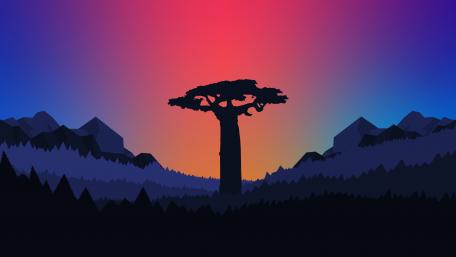 Neon Twilight Silhouette wallpaper