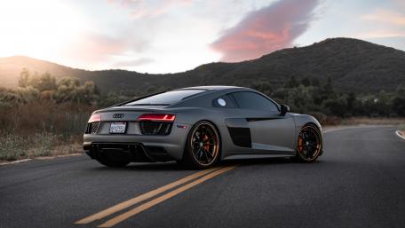 Sleek Audi R8 Driving Into the Sunset wallpaper