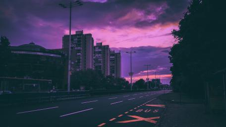 Purple Hues over Cityscape wallpaper