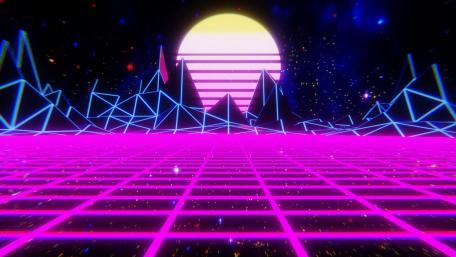 Neon Twilight Over Polygonal Horizon wallpaper