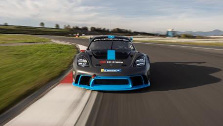 Porsche 718 Cayman Racing on Track wallpaper