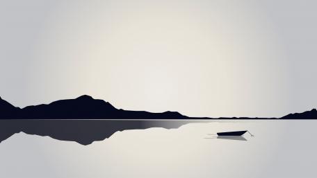 Serene Lake Voyage in Monochrome wallpaper