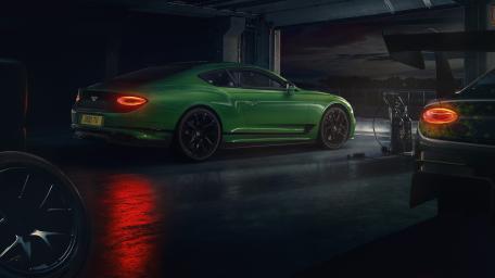 Green Bentley Continental GT in Dark Garage wallpaper