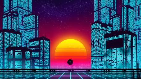 Synthwave Cityscape Sunset wallpaper