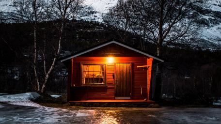Cozy Winter Cabin in Nature wallpaper