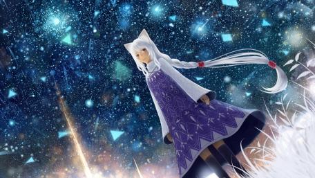 Magical Catgirl Under a Starry Sky wallpaper