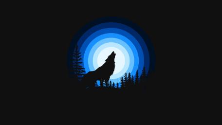 Mystical Howl Under the Blue Moon wallpaper