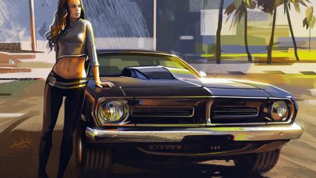 Car and girl wallpaper