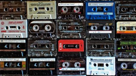 Cassette Tape Collage Retro Vibes wallpaper