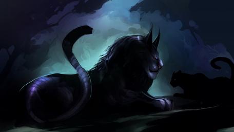 Majestic Beasts in the Shadows wallpaper