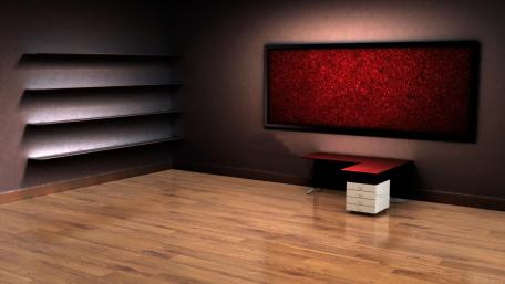 Modern Office Space with Bold Accent Wall wallpaper